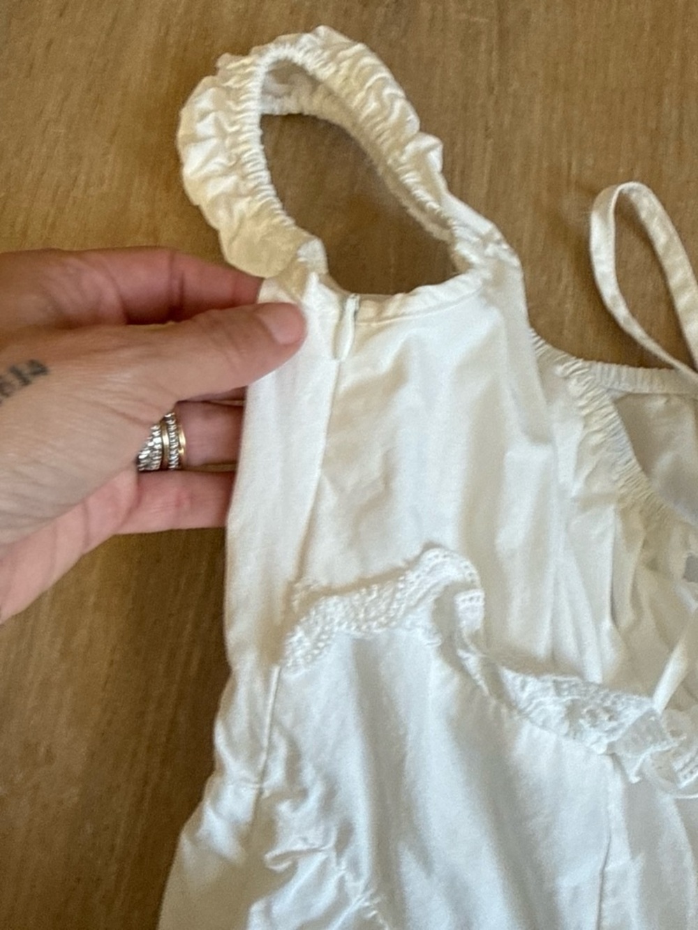 Cider White Ruffled Strap Cotton Sundress XS - Picture 6 of 7